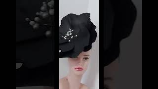 Black poppy fascinator wedding flower Church hat #halloween #blackwedding, #weddingdress, #poppyhat