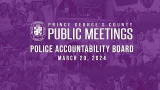 Police Accountability Board Meeting March 20