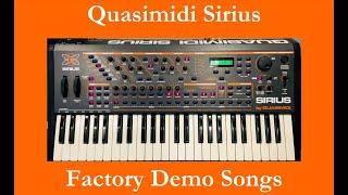 Quasimidi Sirius - Démos internes - Factory Demo Songs