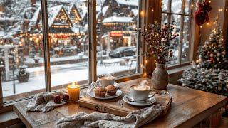 Cozy Christmas Coffee Shop Ambience with Smooth Jazz Music️Calming Holiday Music for Relax, Study