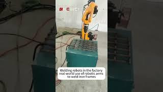 Welding robots in the factory real-world use of robotic arms to weld iron frames #industrialrobots