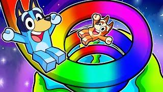 BLUEY AND BINGO PLAY IN A MEGA RAINBOW SLIDE in ROBLOX 