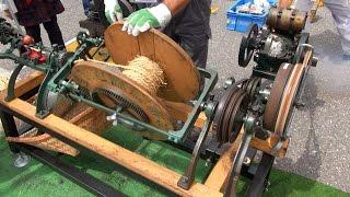 Old Engines in Japan 1950s?  YOSHIDA Type D 2.5hp with Straw Rope Making Machine