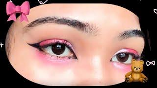 𝜗𝜚 Super cute & Easy Pink Eye makeup ྀི just in 3 minutes 