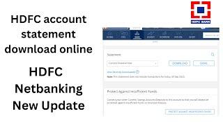 HDFC account statement download online | HDFC Netbanking New Update | HDFC bank statement download