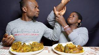 ASMR COCOYAM FUFU AND PEANUT SOUP WITH ASSORTED MEAT AFRICAN FOOD MUKBANG