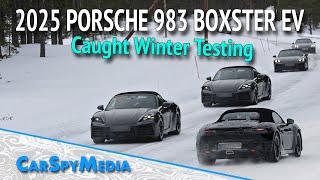 2025 Porsche 983 Boxster EV Prototype With Production Lights Spied Again Winter Testing