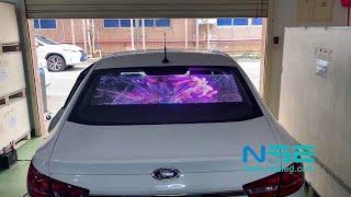 How to install the outdoor advertising transparent car back window led display?