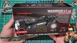 NEW 2024 POWERTAC WARRIOR LT G5 480M/1,574ft THROW EDC FLASHLIGHT LUMINOUS SST70WS TABLETOP REVIEW