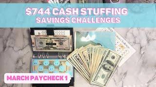 $744 Savings Challenge Cash Stuffing | March 2022 Paycheck 1 | Kimberly Budgets