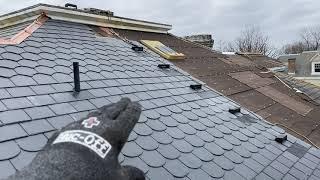 Building steps into a slate roof for regularly accessed areas.