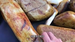 新疆和田玉市场看看假籽料假皮子磨光滚筒二上色