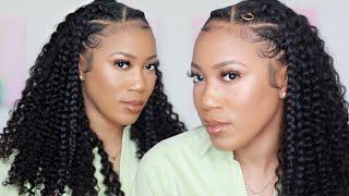 NATURAL FEED IN BRAIDS IN FRONT & CURLS |  TIC TOK VIRAL SUMMER STYLE | CURLS CURLS CLIP INS