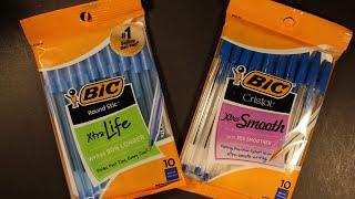 Bic Cristal vs Bic Round Stic Ballpoint Pen Comparison and Review