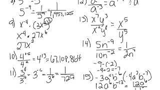 Exponents A worksheet