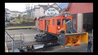 Probefahrt der Rigi Bahn Schneeschleuder He 2/3 Nr. 8 Baujahr 1930