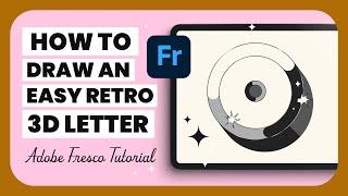 How to draw an Easy Retro 3D Lettering | Adobe Fresco Tutorial