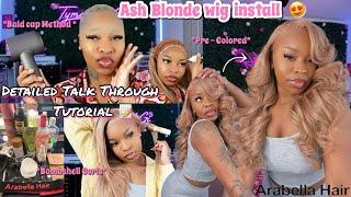 THE PERFECT ASH HONEY BLONDE WIG INSTALL *BALD CAP METHOD* + BOMBSHELL CURLS FT. ARABELLA HAIR