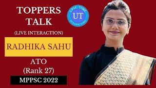 MPPSC Topper Radhika Sahu (ATO) (Rank 27) Live Interaction l Part 1 l Toppers Talk l UPSC TIME