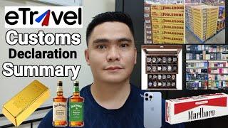 E-TRAVEL CUSTOMS DECLARATION SUMMARY | MGA BAWAL AT PWEDENG DALHIN PAUWI SA PILIPINAS