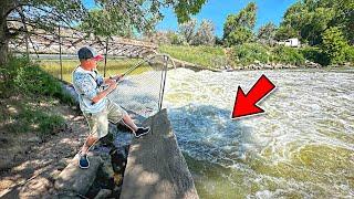 The SPILLWAY BEAST Almost Ripped My Rod In!!! (Surprise MONSTER)