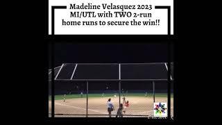 Madeline Velasquez 2023 MI/UTL with TWO 2-run home runs to secure the win!!