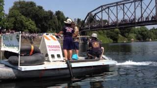 City of Healdsburg sprays the crowd at the Healdsburg Water Carnival