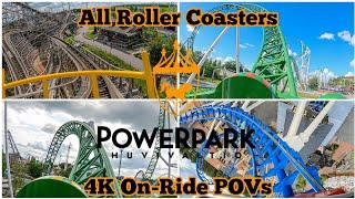  PowerPark Huvivaltio - All Roller Coasters 4K On-Ride POVs