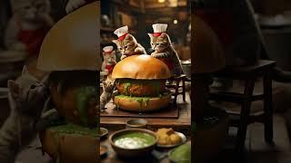 "Tiny Chef Kittens Make a Giant Burger! " #animatedshorts #kidsfantasy #cuteanimal #youtubeshorts