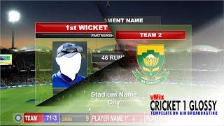 vMix Title CRICKET 1 GLOSSY CUSTOM COLOR templates on-air broadcast