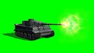 Tiger 1 Tank fires different Views - free green screen - free use