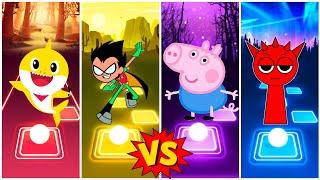 Baby Shark  Teen Titans Go  Papa Pig  Incredibox Sprunki  Tiles Hop EDM Rush Gameplay ....