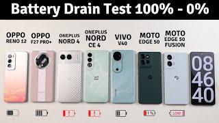 Vivo V40 vs Oneplus Nord 4, CE 4 vs Moto Edge 50, Edge 50 Fusion vs Oppo F27 Pro+ Battery Drain Test