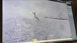 Video shows military plane crashing into San Diego Bay, both pilots safely ejected before crash