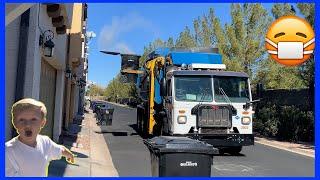 Following The Recycle And Garbage Truck On A Cold Morning