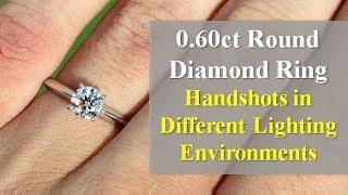 How a K Color 0.60ct VS1 Ideal Cut Solitaire Diamond Ring Looks Like When Worn on a Hand