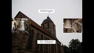 Göttingen [D.-GÖ] - Glocken der evang. Kirche St. Albani, Geläutepräsentation (Turmaufnahme)