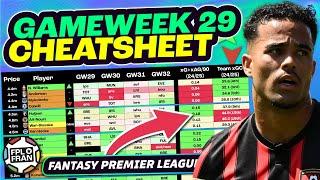 FPL GW29 CHEATSHEET | Fantasy Premier League 24/25