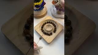 Tiger eye pattern stone rhyme! "Brown Shadow Streamer" bracelet making tutorial #crystals #beads