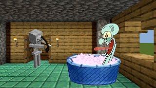 Squidward takes a bath in Minecraft