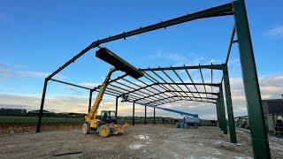 Build your own grain store/steel frame farm building (part 2) steel work and roofing.