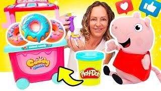 Nicole und Peppa Wutz - Peppa macht und verkauft Süßigkeiten. Spielzeug Video für Kinder