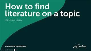 How to find literature on a topic