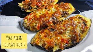 Vegetarian Eggplant boats. Човники з баклажанів.