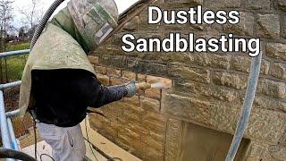 Dustless SandBlasting old stone to match new extension.