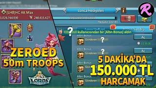 Lords Mobile 5 Dakika'da 150.000 TL Harcamak!? 50m Asker Sıfırladık! | DTF Ailesi K414 Son Rally