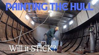 Painting the hull - Restoration of a Steel Boat Interior - Project Y EP.34