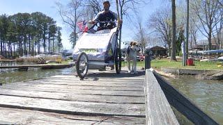 WEB EXTRA: Man traveling across America by foot stops in Guntersville