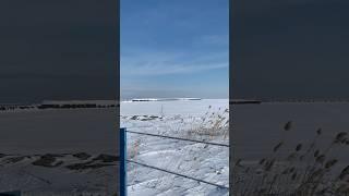 Frozen Lake Huron And Breakwall / Port Austin Michigan