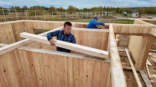 Inexpensive wooden house. Full construction process